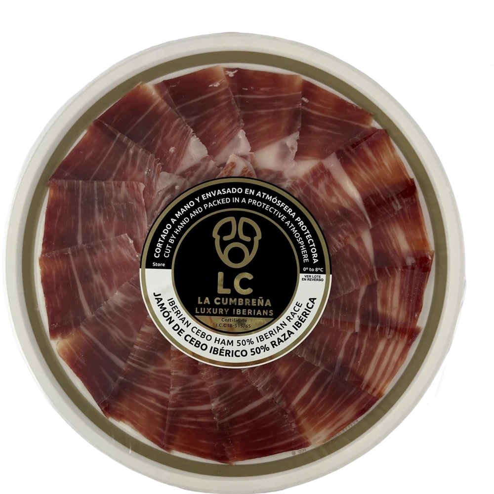 Plato de jam&oacute;n de cebo ib&eacute;rico cortado a cuchillo