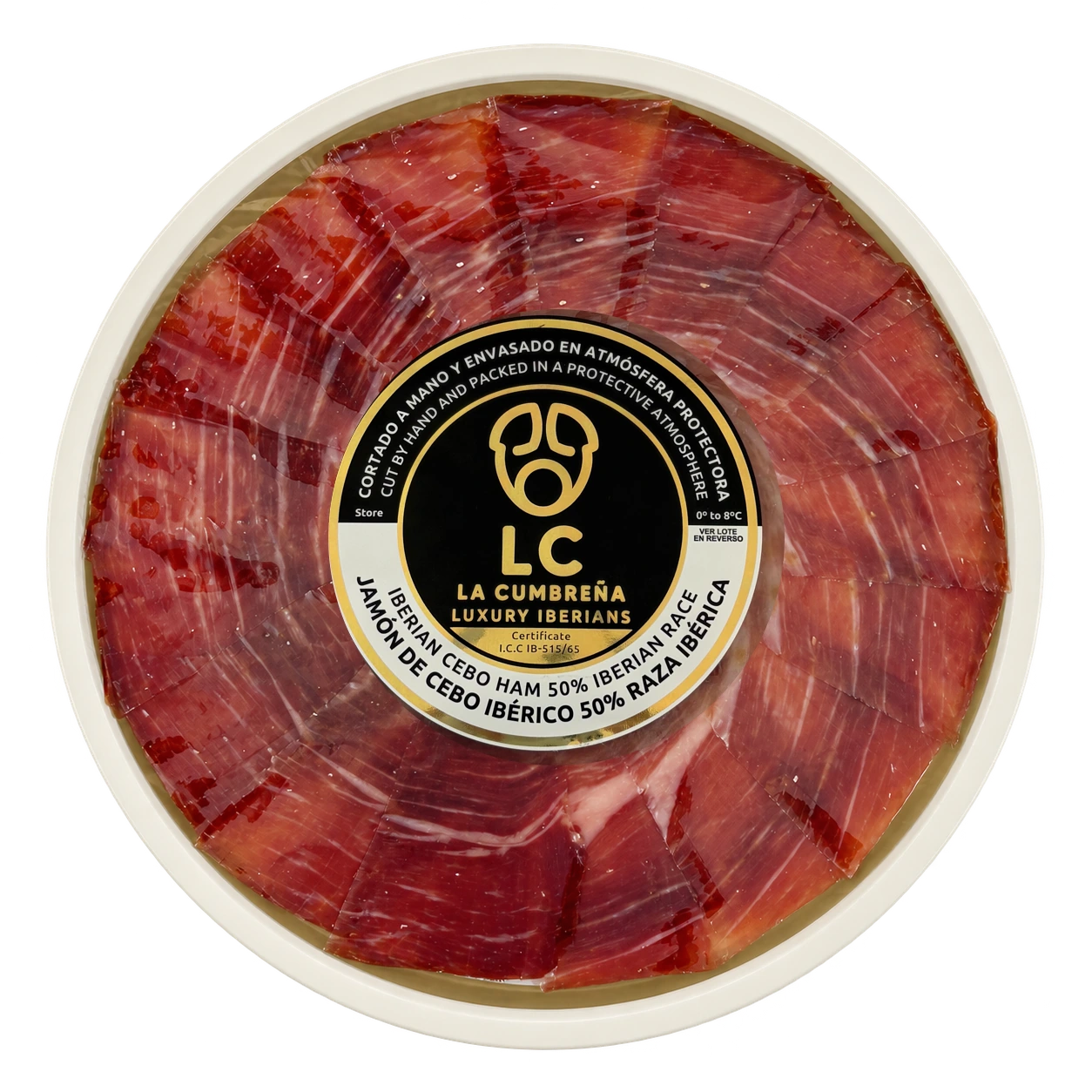 Plato de jam&oacute;n de cebo ib&eacute;rico cortado a cuchillo