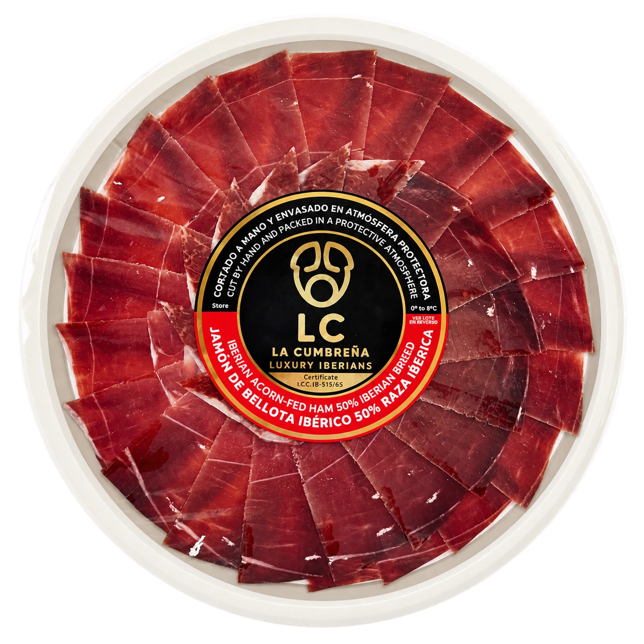 Plato de jam&oacute;n de bellota ib&eacute;rico 50% raza ib&eacute;rica cortado a cuchillo